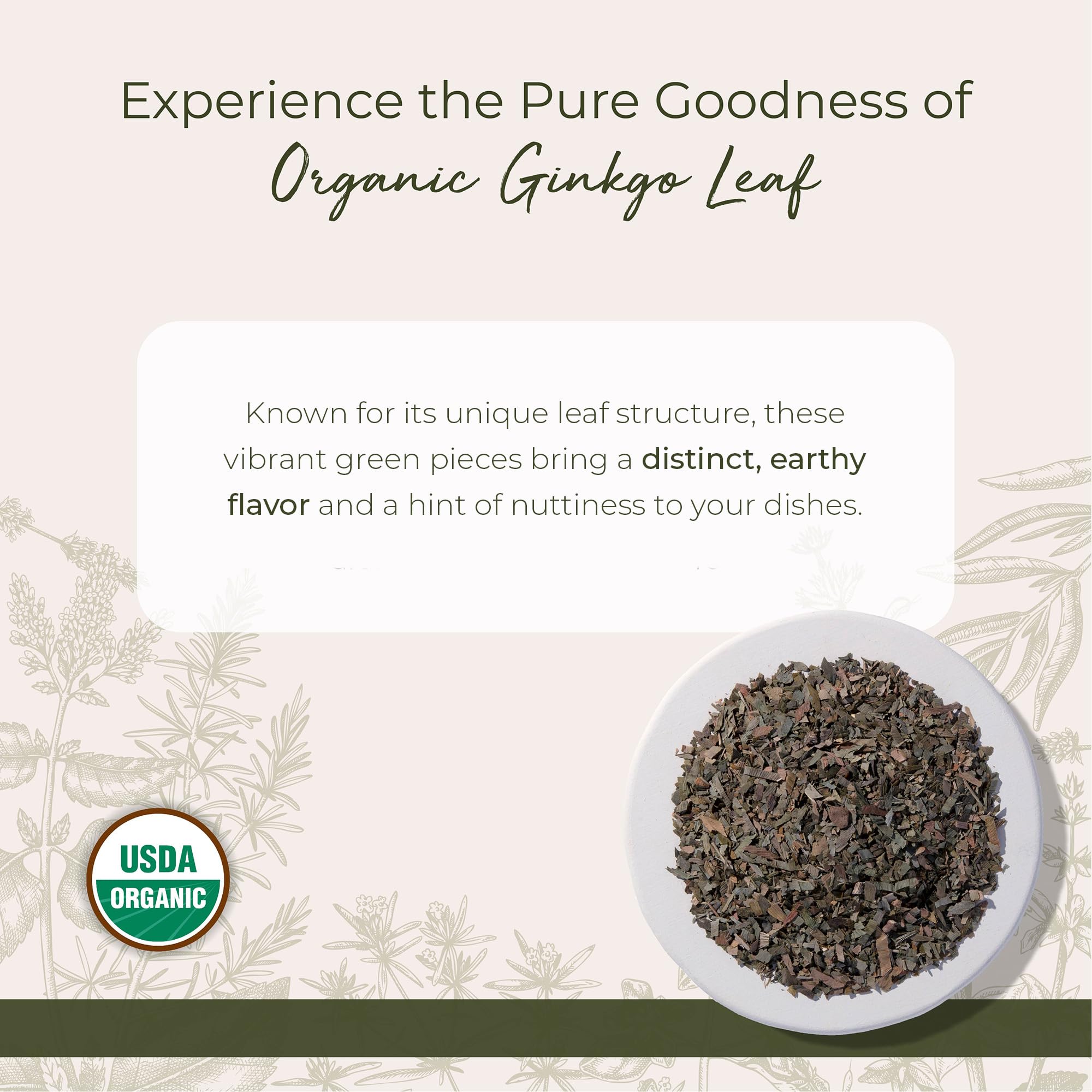 Starwest Botanicals Ginkgo, hojas cortadas y tamizadas para tés y mezclas herbales.