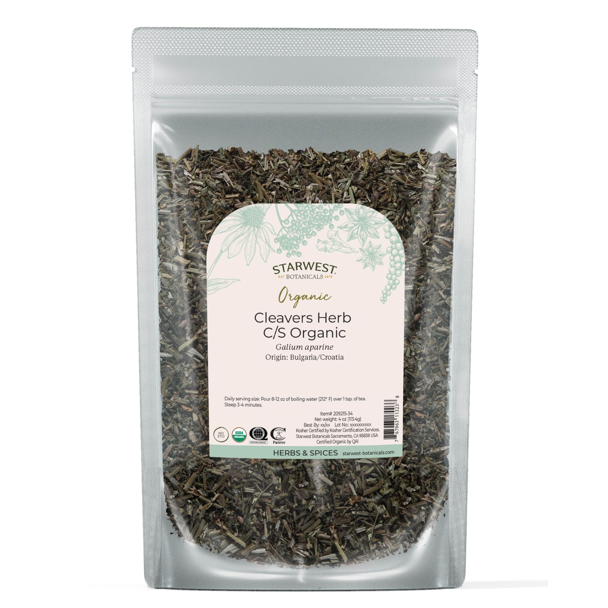 Starwest Botanicals hierba galio seca, hojas verdes para infusiones suaves
