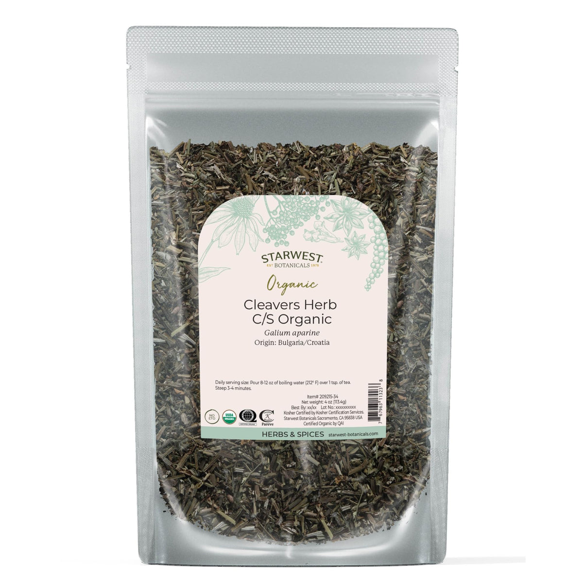 Starwest Botanicals hierba galio seca, hojas verdes para infusiones suaves