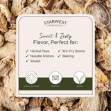 Starwest Botanicals Jengibre seco para infusión de té con sabor cálido.