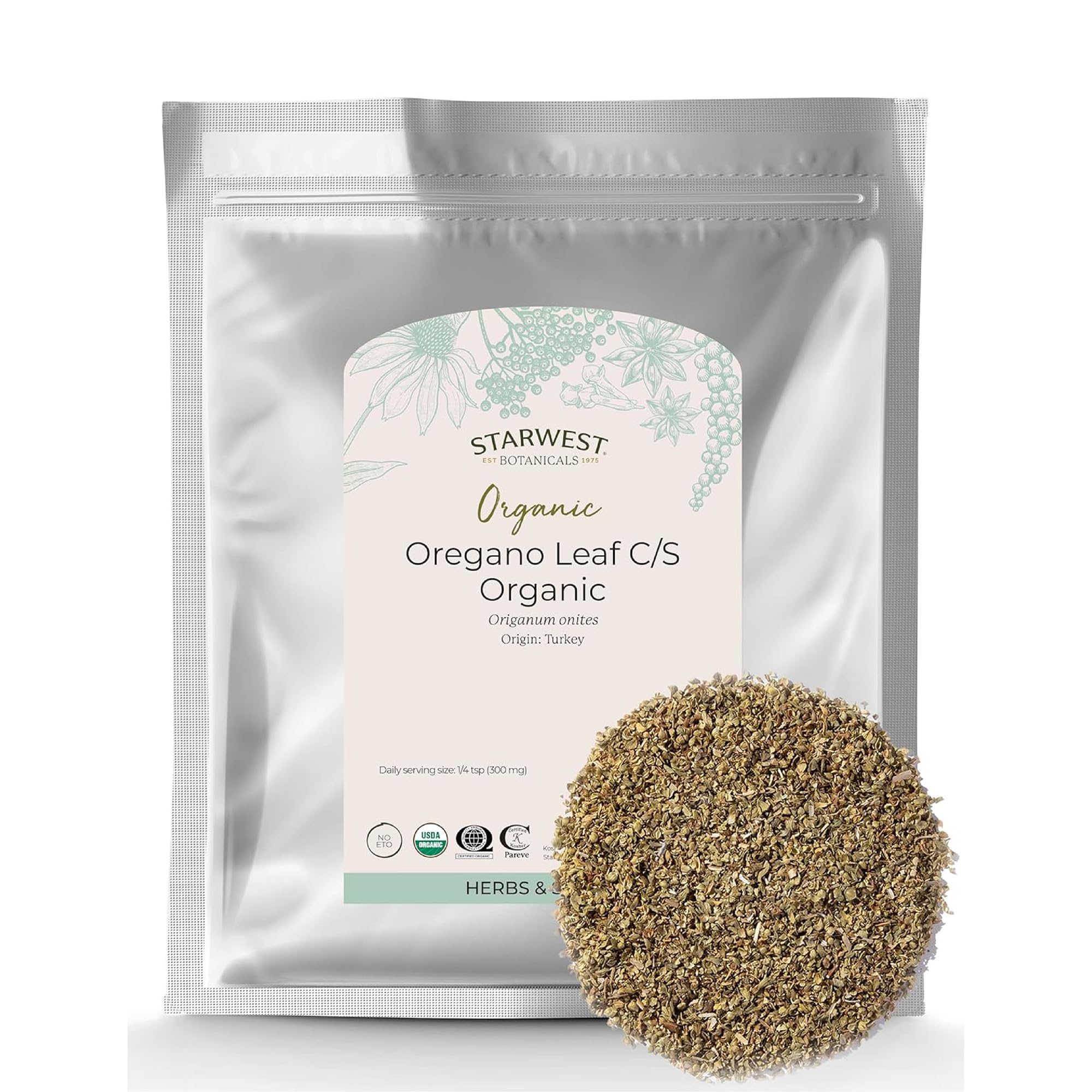 Starwest Botanicals oregano hojas secas para cocinar con aroma intenso.