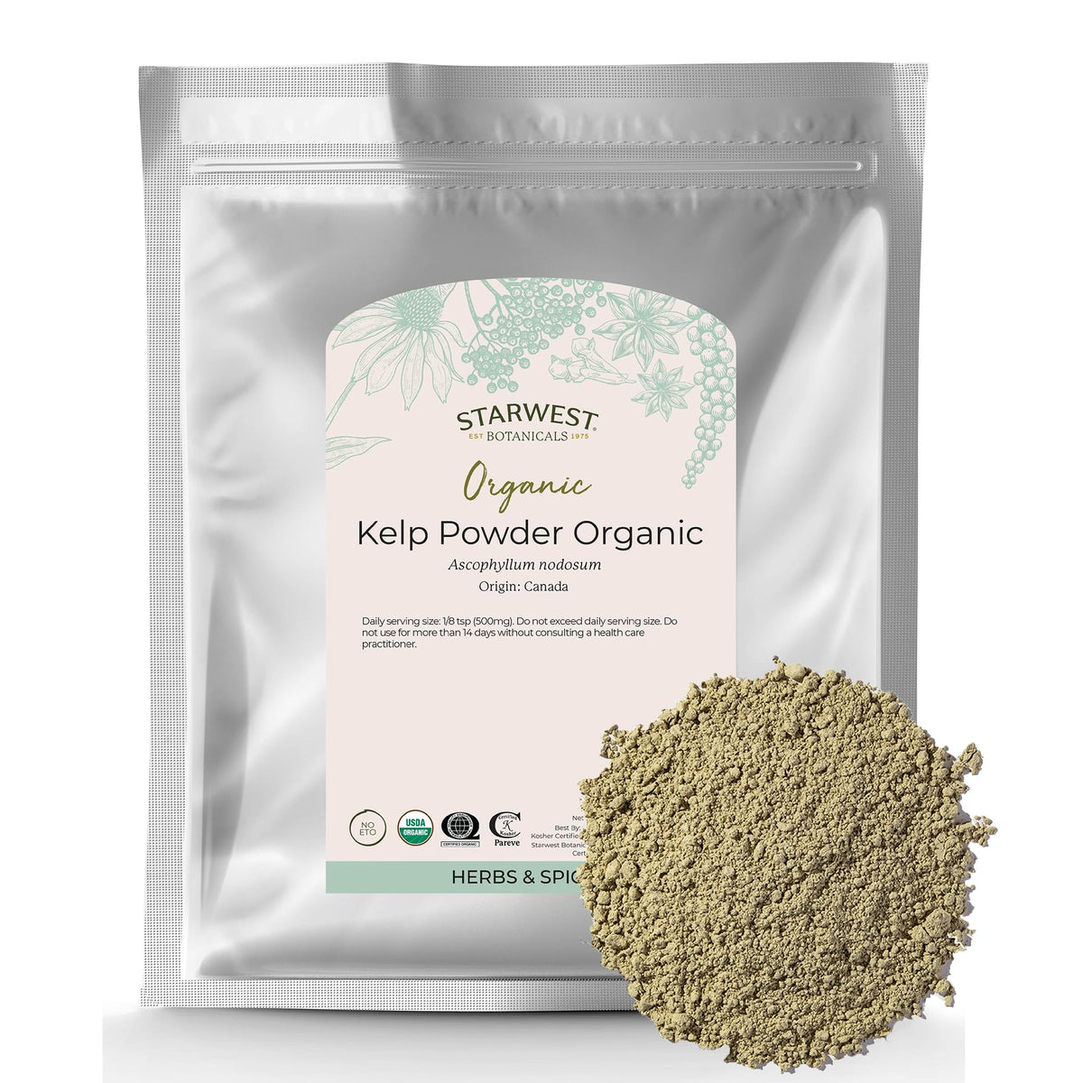 Starwest Botanicals polvo de alga en envase de 16 oz para cocina