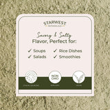 Etiqueta orgánica de Starwest Botanicals polvo de alga y certificaciones
