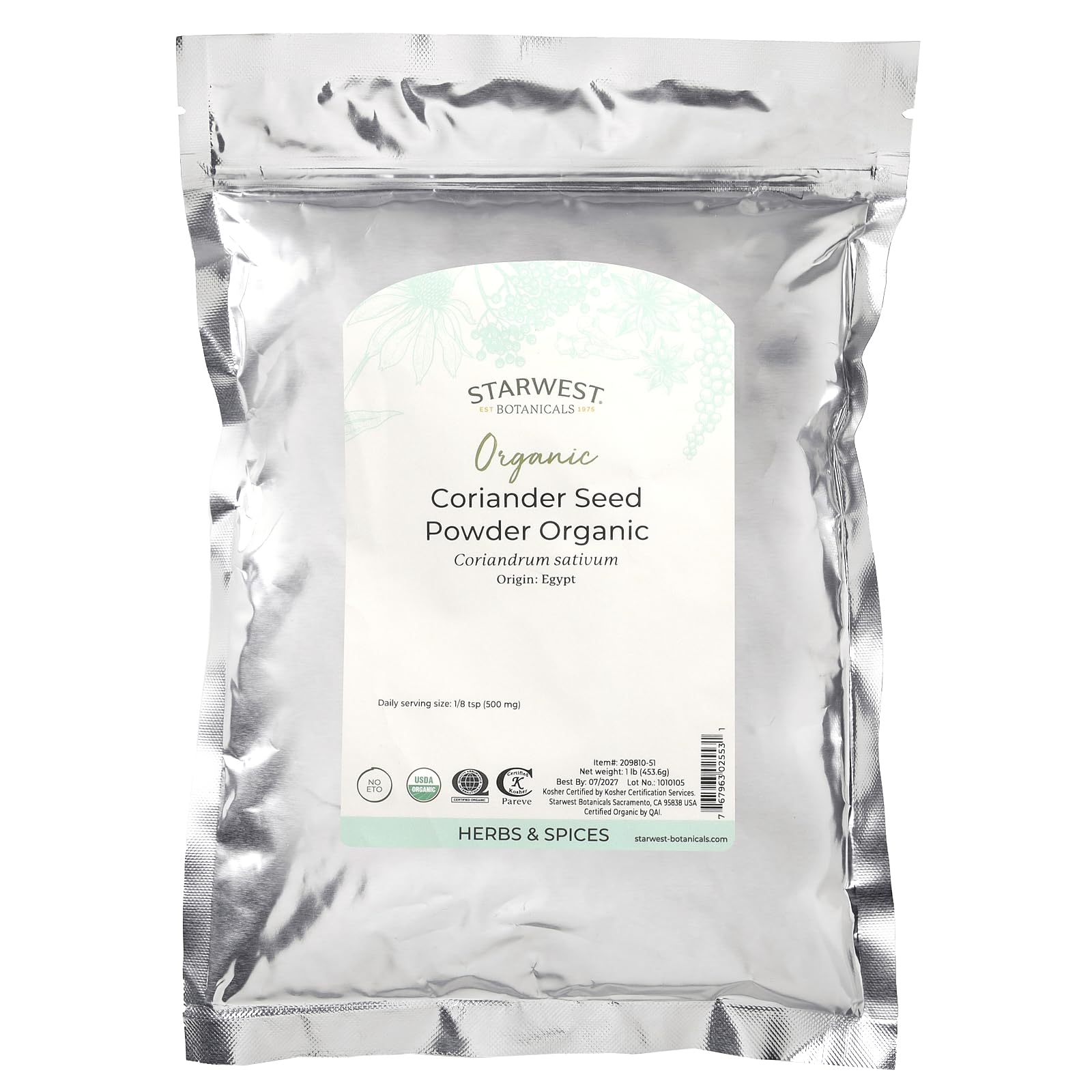 Starwest Botanicals polvo fino de cilantro, ideal para sazonar platillos caseros