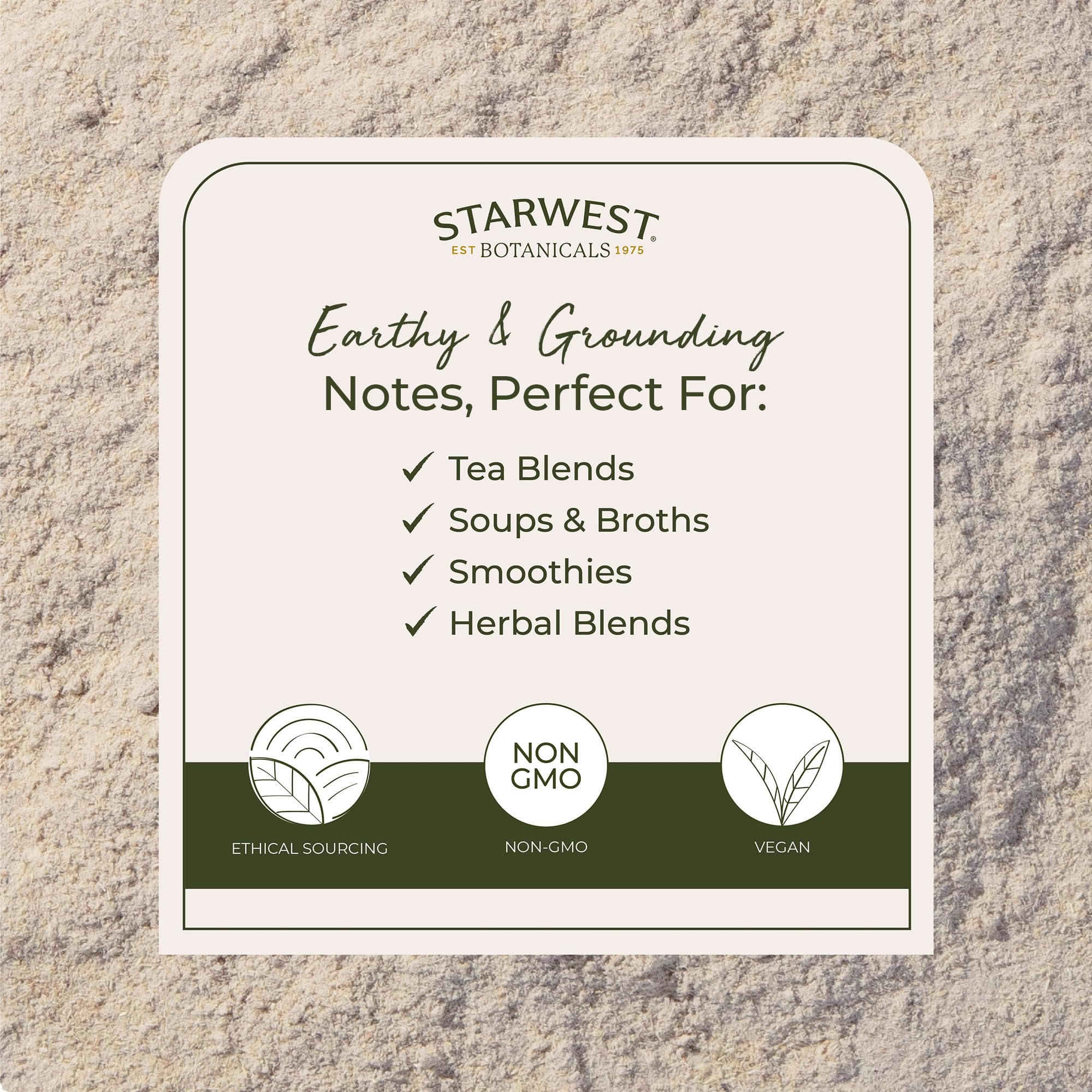 Envase compacto Starwest Botanicals facilita almacenamiento del polvo.