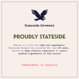 Stateside Growers polvo hierba trigo orgánico en envase compacto para uso diario.
