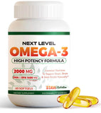 STAW Nutrition Omega-3: botella con cápsulas para bienestar general diario.