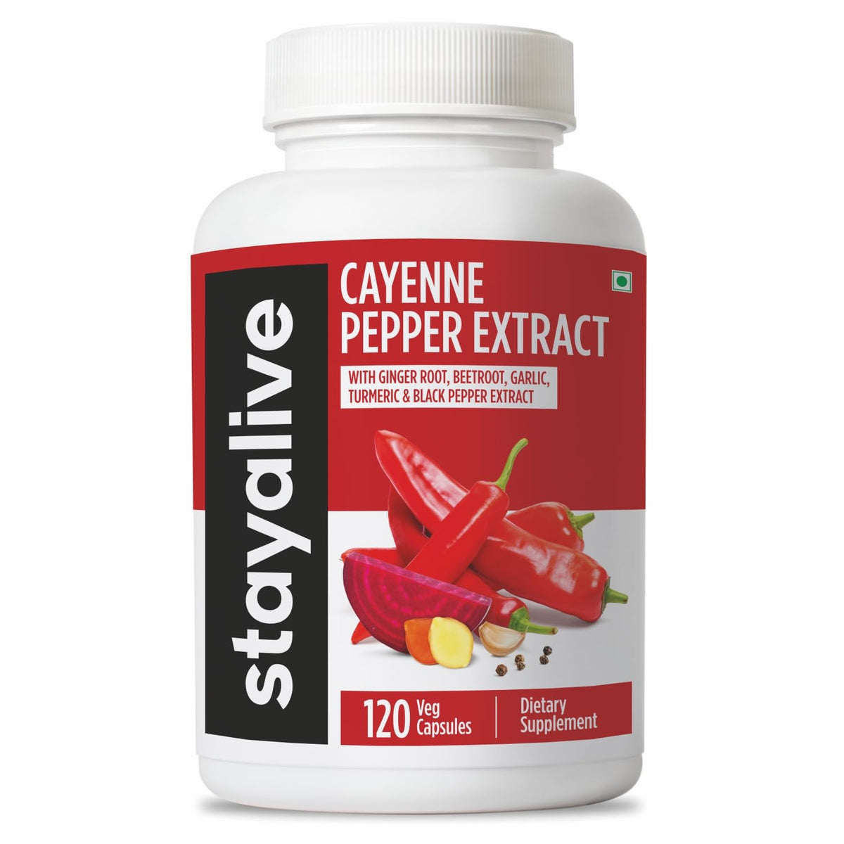 STAY ALIVE Cayenne envase frontal para dosificación diaria