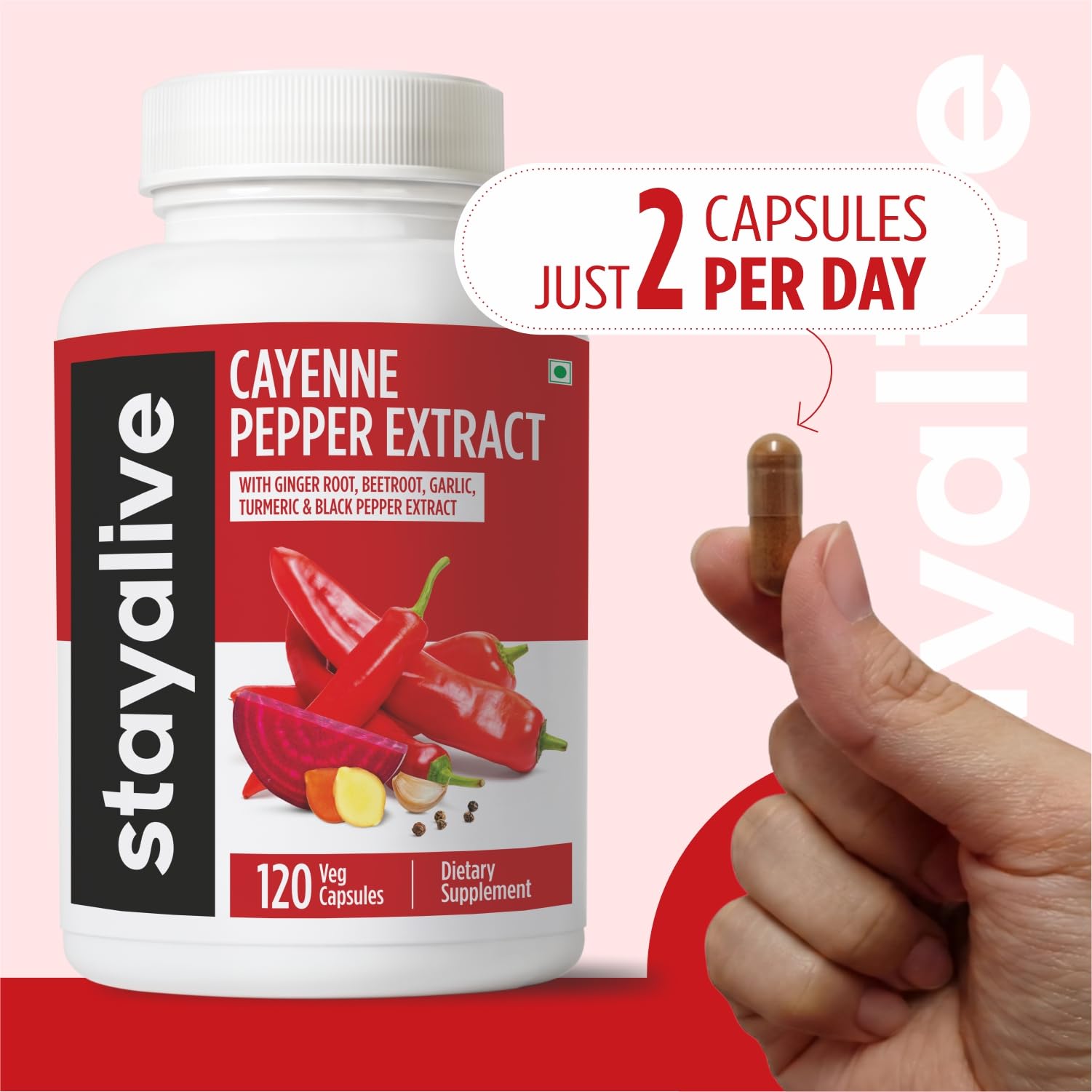 STAY ALIVE Cayenne con pimienta negra para mejor absorción
