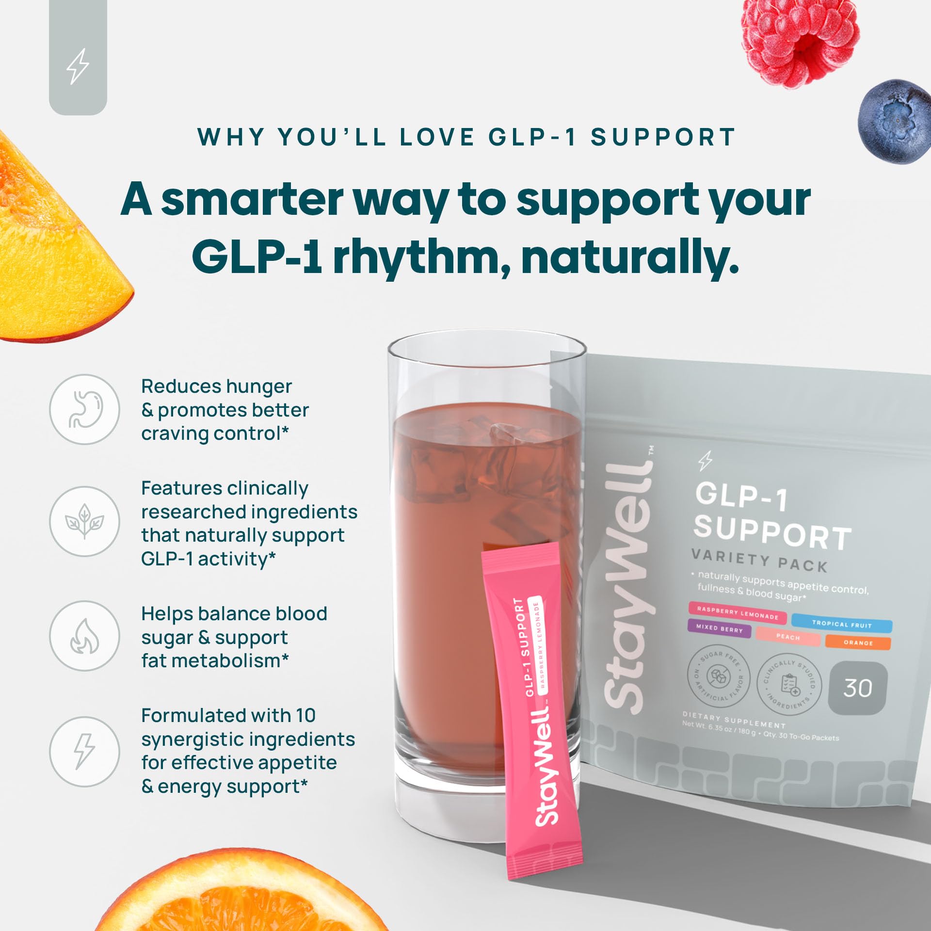 Stay-Well Naturals GLP-1: yerba mate e ingredientes clave para saciedad