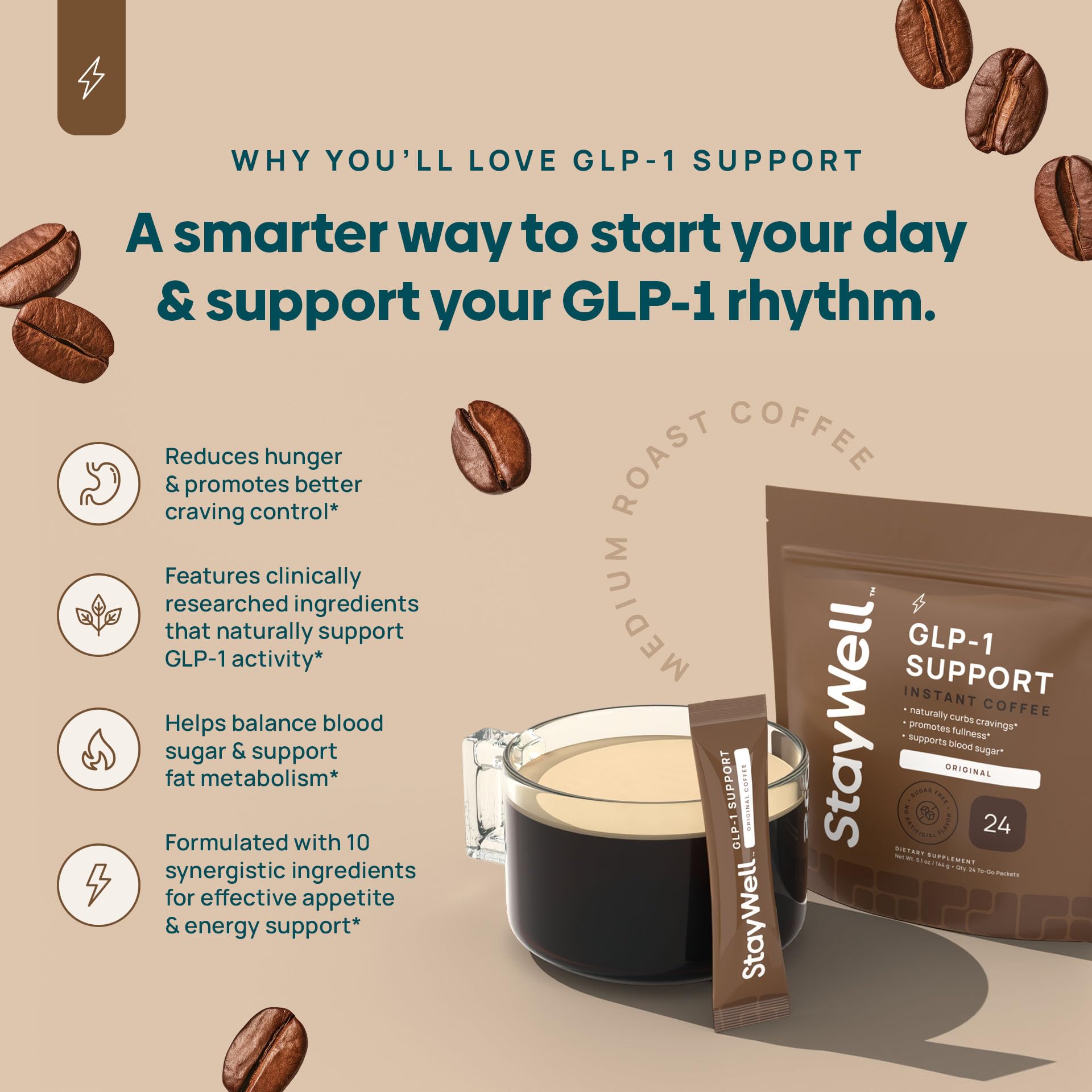 Stay-Well Naturals Slim Coffee GLP-1: sabor vainilla para ritual matutino