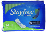Stayfree Maxi sin alas con cobertura amplia para la noche.