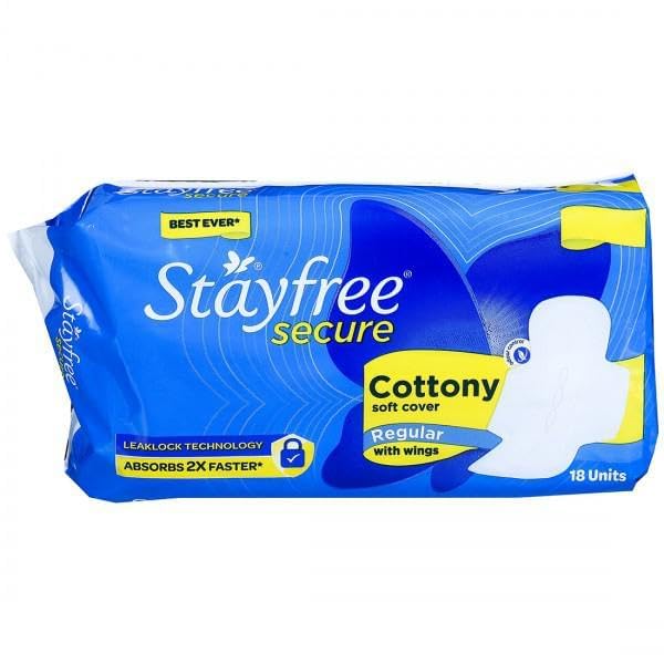Stayfree toalla sanitaria regular con alas para fijación estable en ropa interior