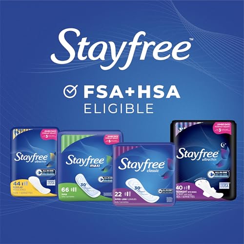 Stayfree Maxi Pads: ajuste estable que no se desplaza con movimiento.