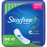 Stayfree Maxi Pads: tacto suave ofrece comodidad durante días largos.