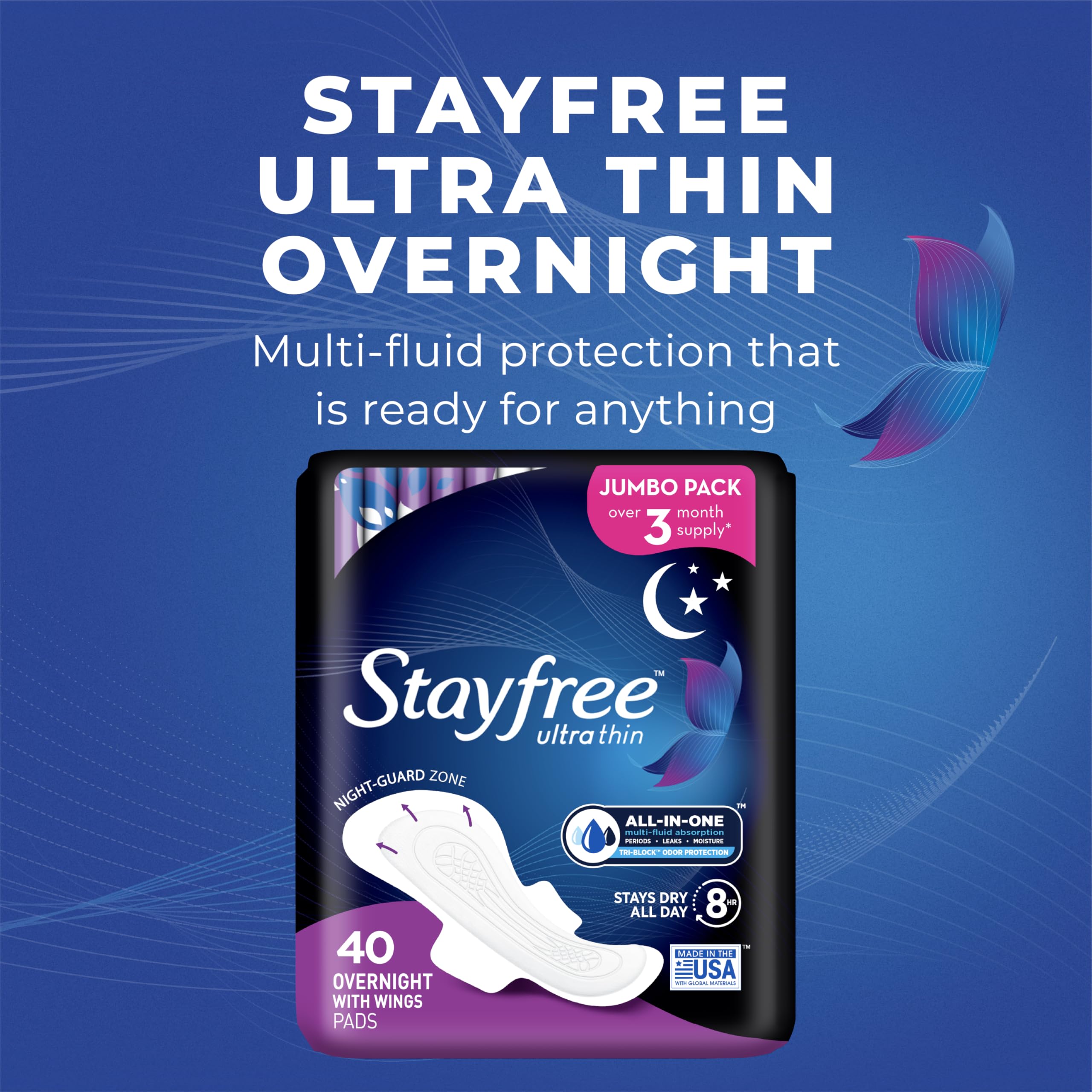 Stayfree protección anti-filtraciones durante la noche para descanso más cómodo