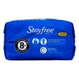 Stayfree Reg Maxi almohadilla 24 unidades, diseño con alas para ajuste seguro.