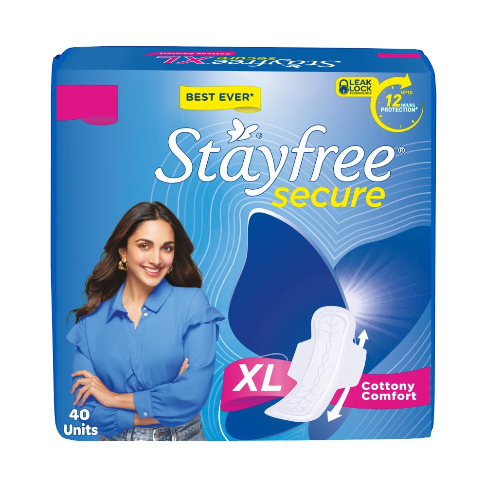 Stayfree con alas y cobertura de algodón suave para comodidad diaria.