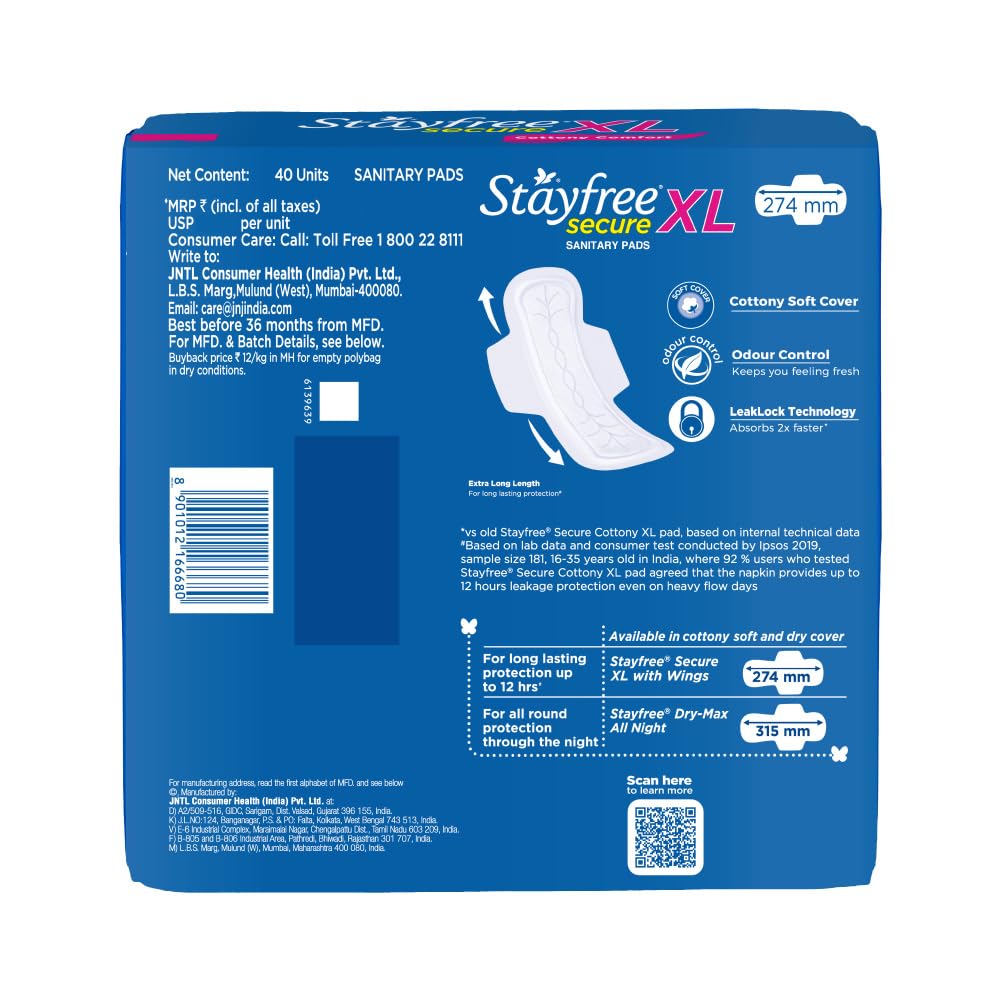 Stayfree con alas para fugas y acabado interior suave.