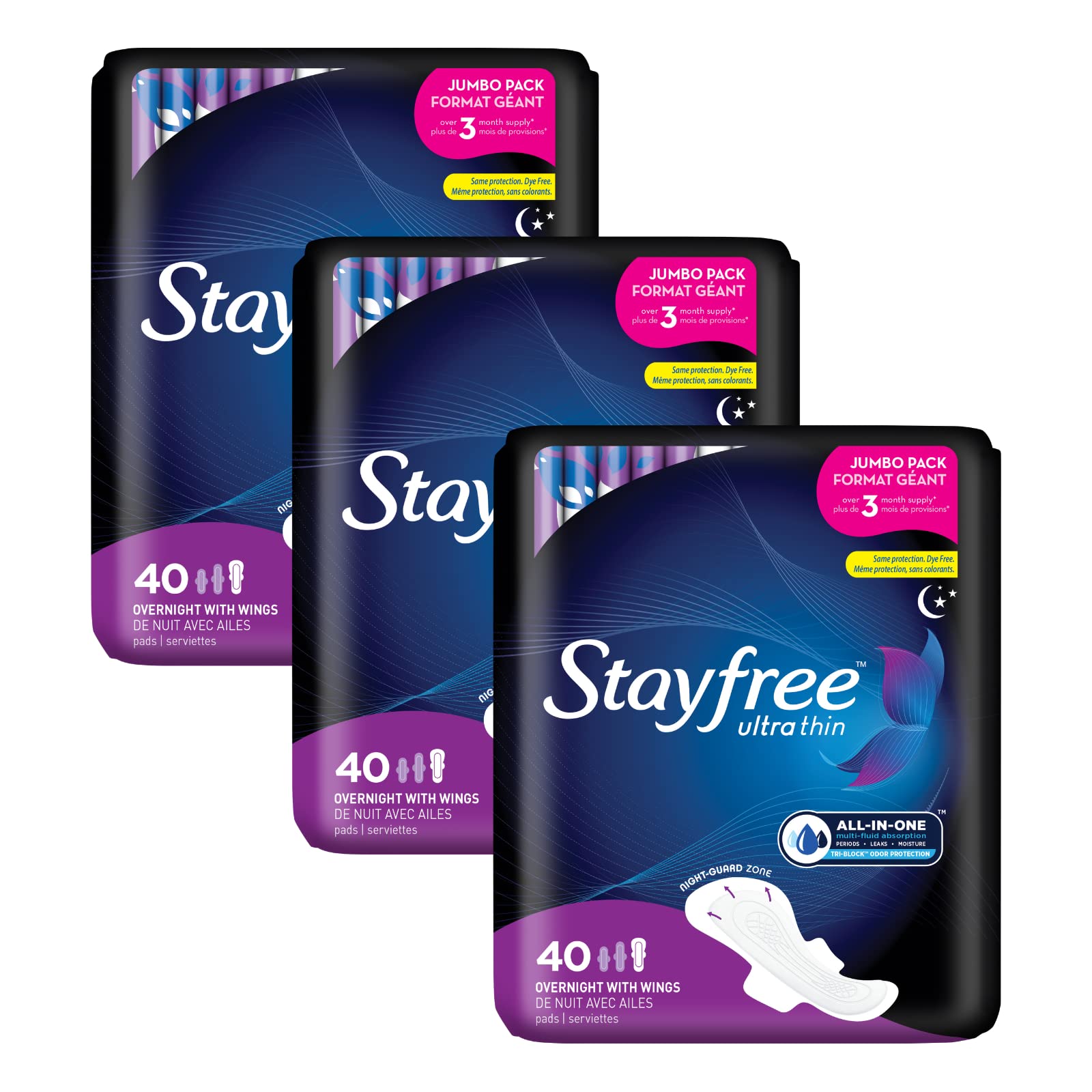 Stayfree ultrafinas nocturnas con alas ofrecen protección nocturna cómoda para dormir