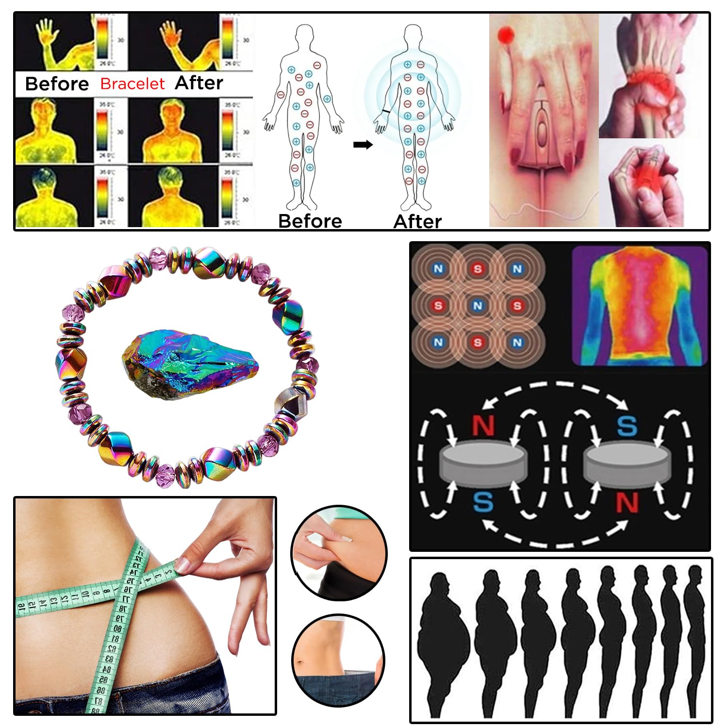 Detalle de cuentas de hematita STCORPS7 para balance emocional.