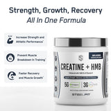 Cuchara de medición de SteelFit Creatine HMB para dosis diaria fácil.