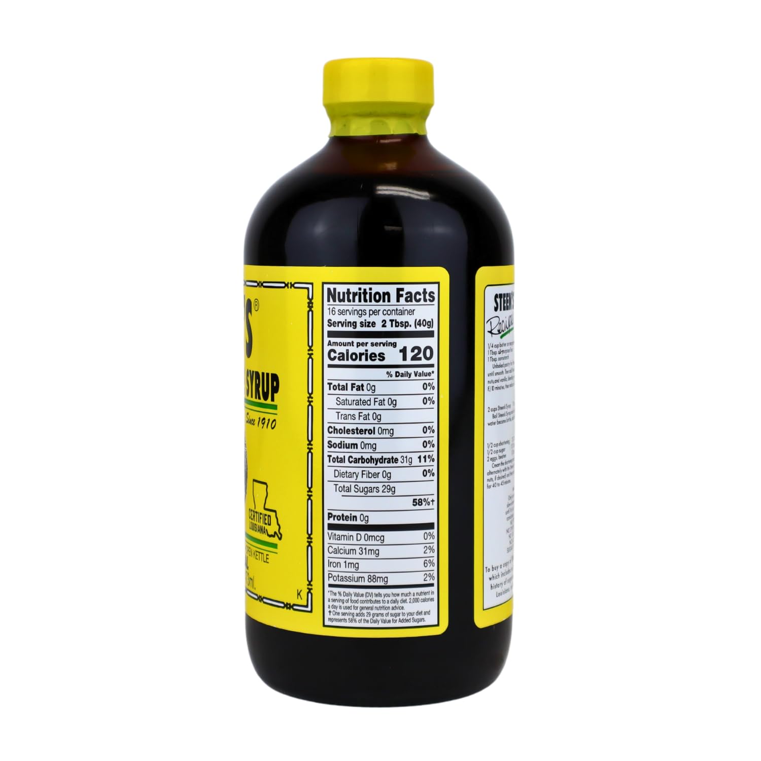 Steen's jarabe de caña puro, etiqueta original, confianza de Louisiana