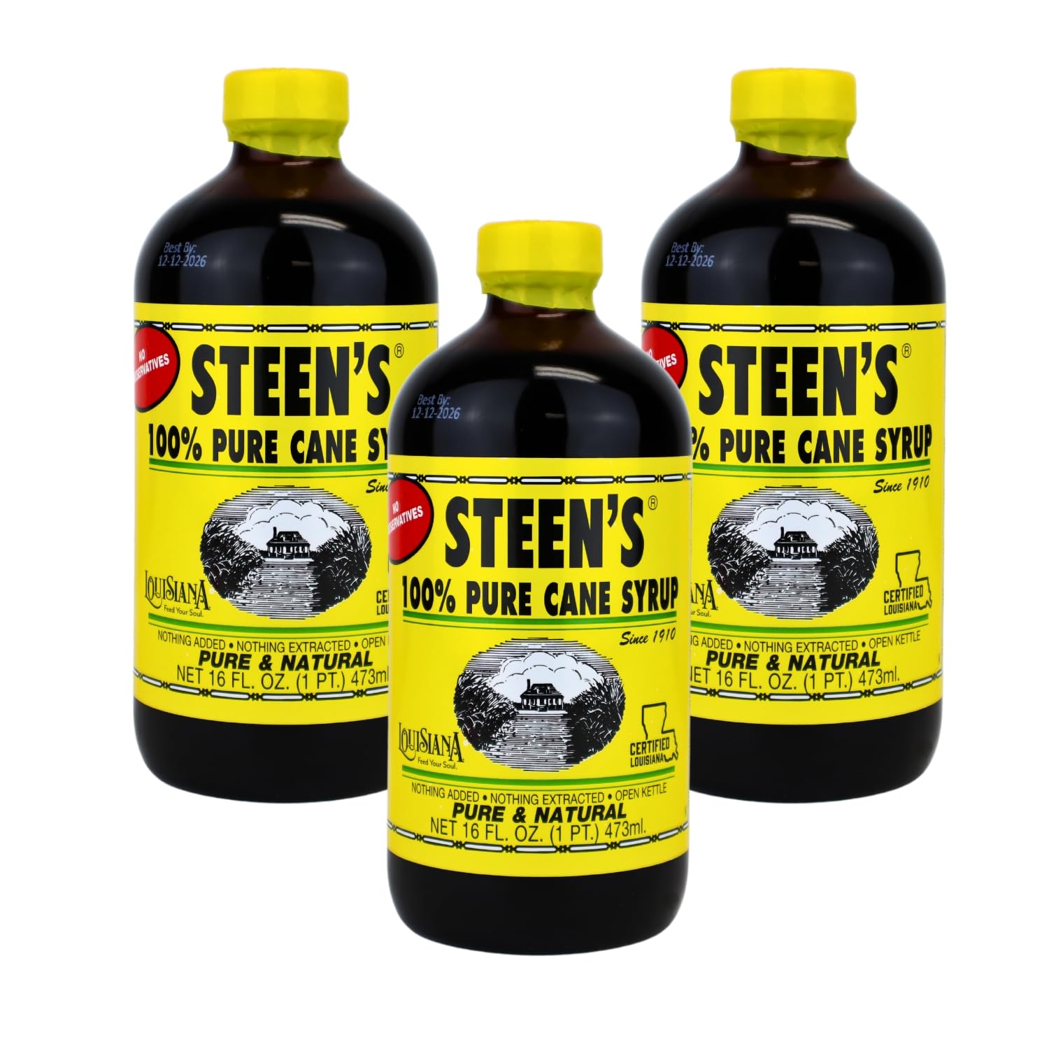 Steen's jarabe de caña puro, botella frontal, sabor auténtico para cocinar