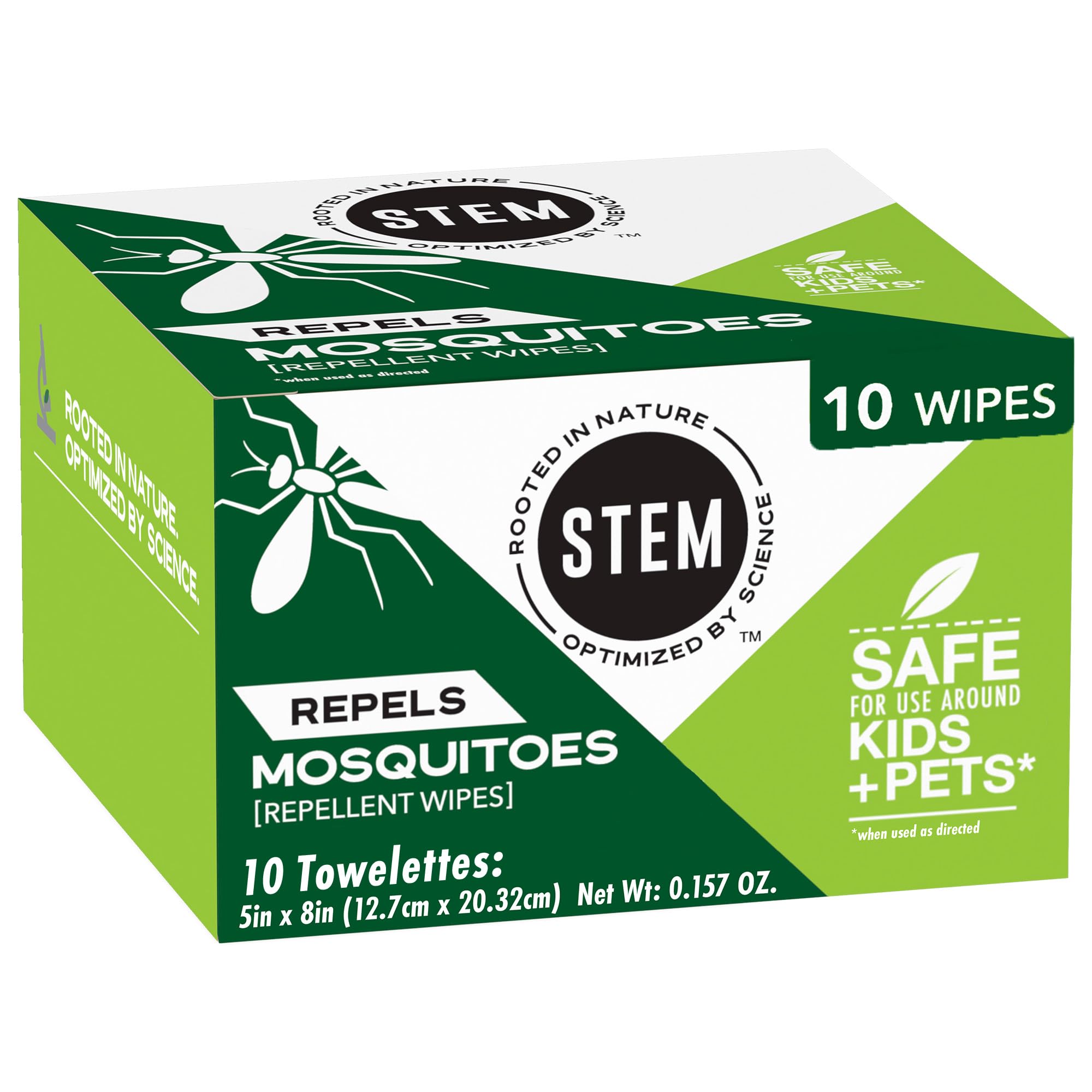 STEM Repelentes: toallita con extractos botánicos para uso seguro al aire libre.