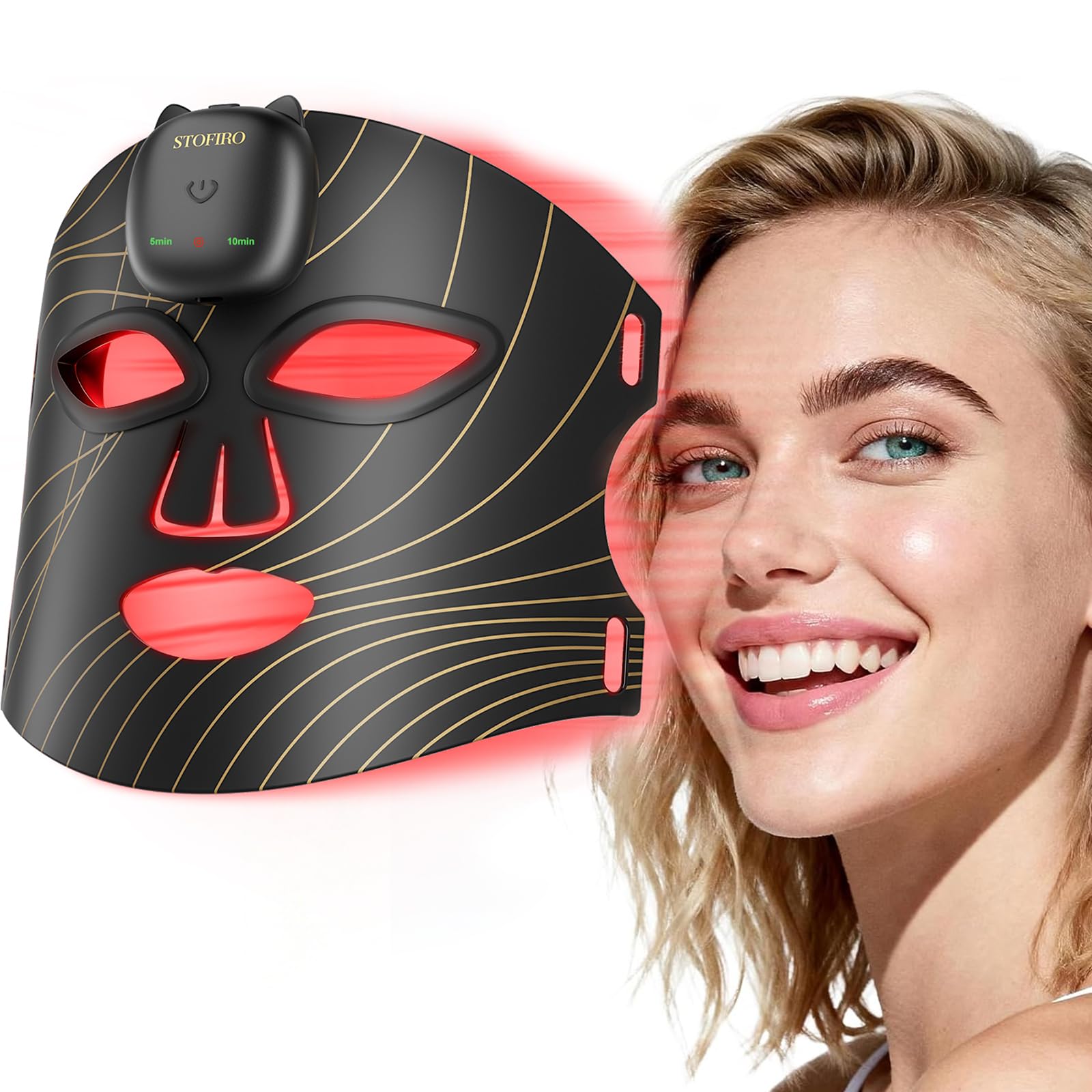 Stofiro máscara terapia luz roja 850nm: diodos de alta intensidad para el rostro.