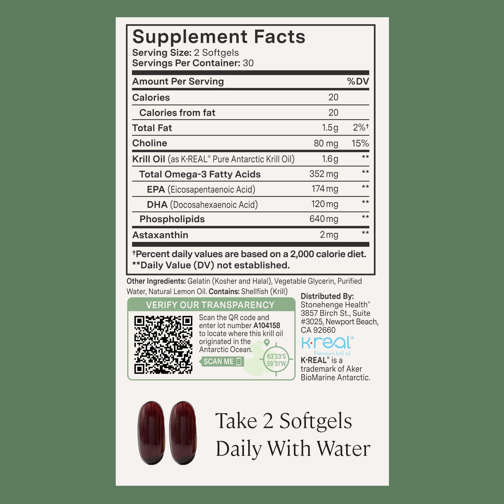 Calidad certificada y libre de alérgenos en Stonehenge Health Dynamic Krill Oil.