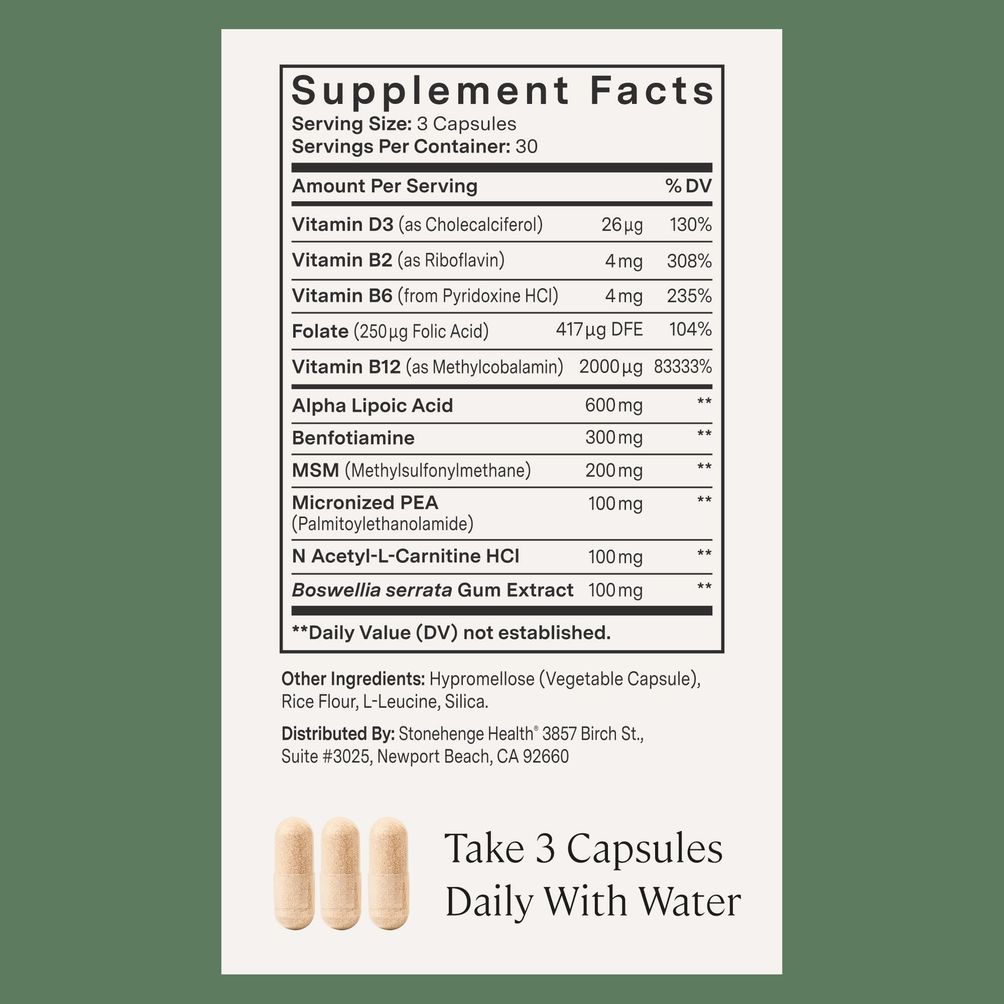 Ingredients panel highlighting gluten-free, non-GMO formula for clear labeling