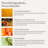 Stonehenge Health Tecnología liposomal encapsula vitamina C para mayor biodisponibilidad.