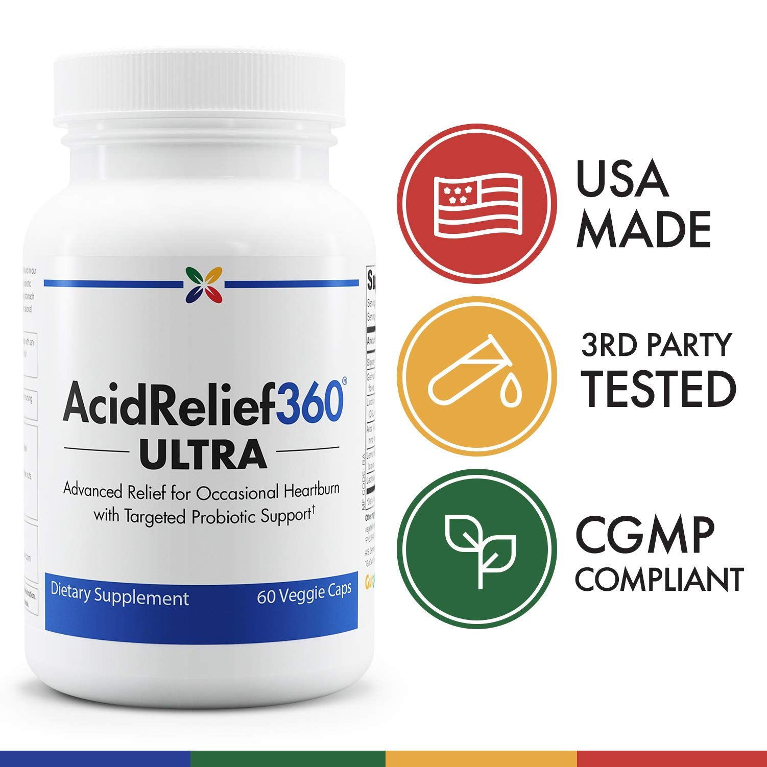 Stop Aging Now AcidRelief360 Ultra: ingredientes naturales como GutGard y aloe