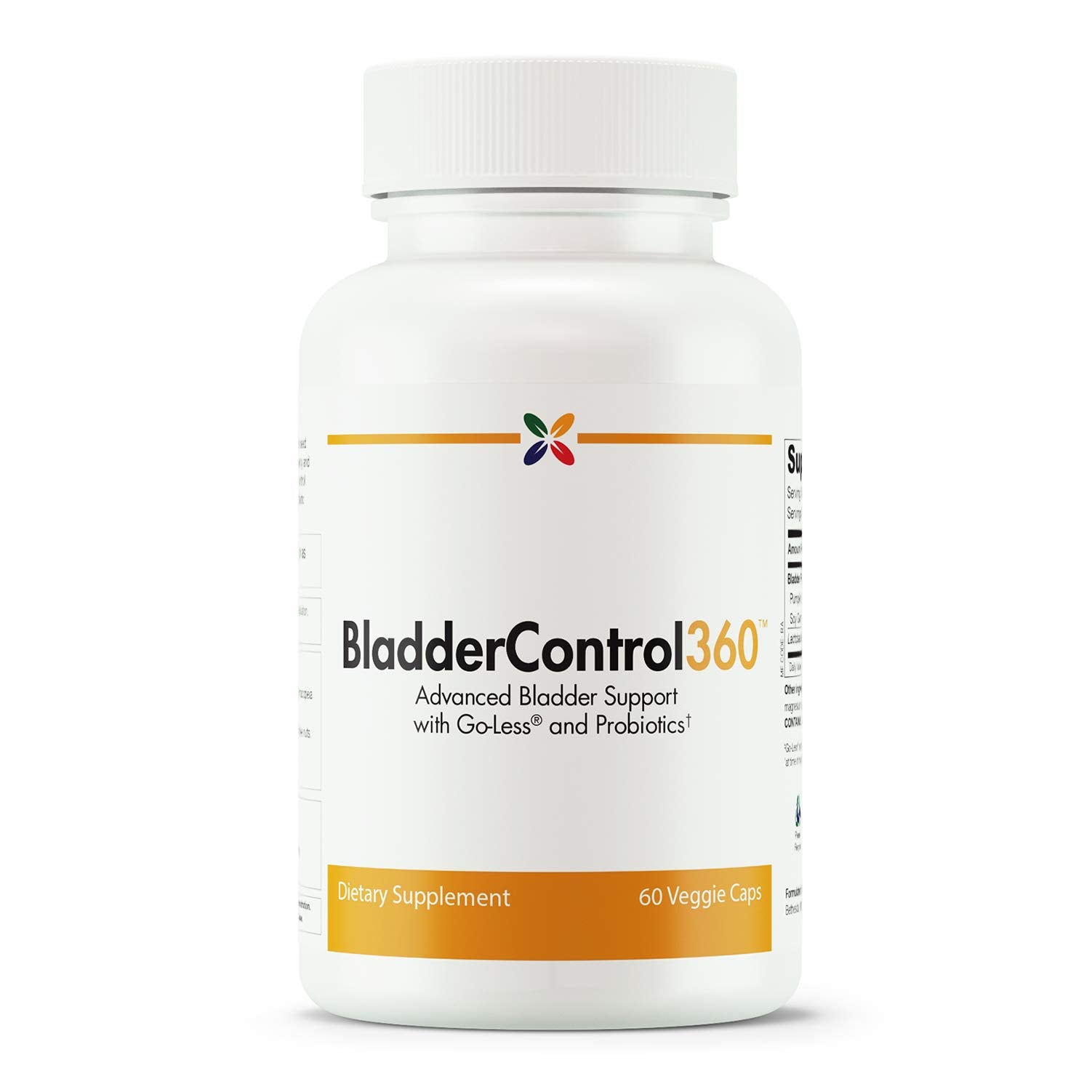Stop Aging Now BladderControl360 botella 60 cápsulas para apoyo diario de la salud urinaria.