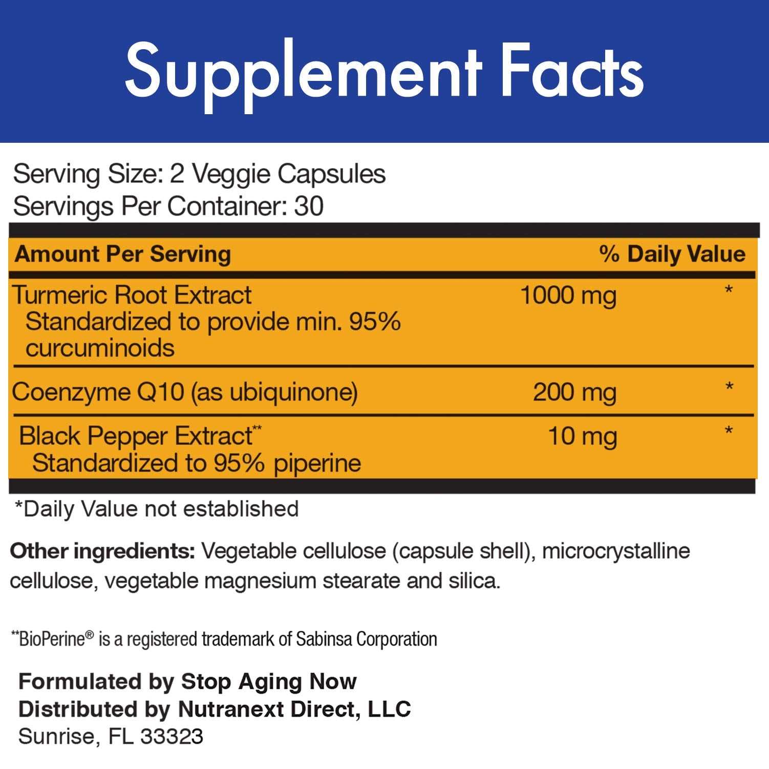 Stop Aging Now CUR-Q10 Ultra Complex: caja-paquete para organización de la suplementación.