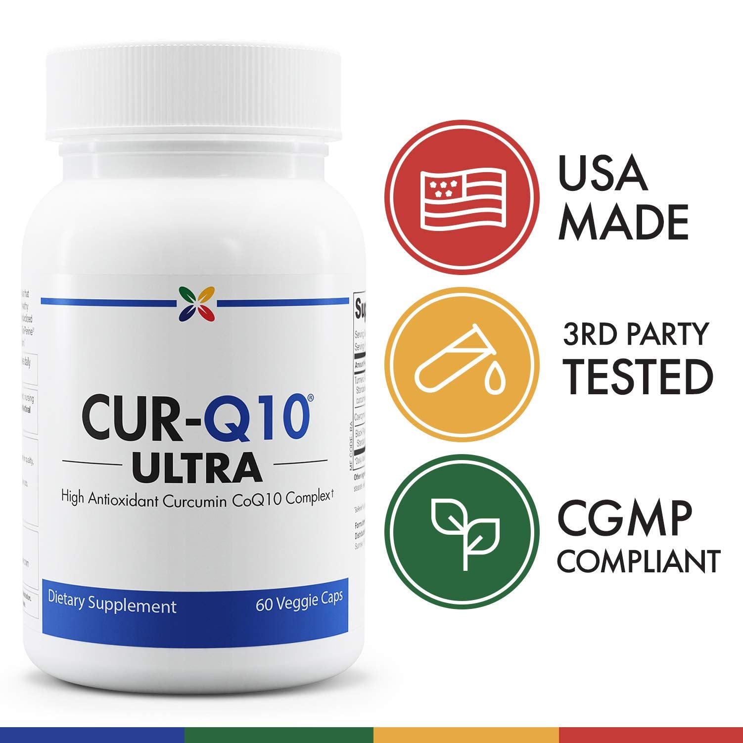 Stop Aging Now CUR-Q10 Ultra Complex: curcuma y pimienta para mejor absorción sugerida.