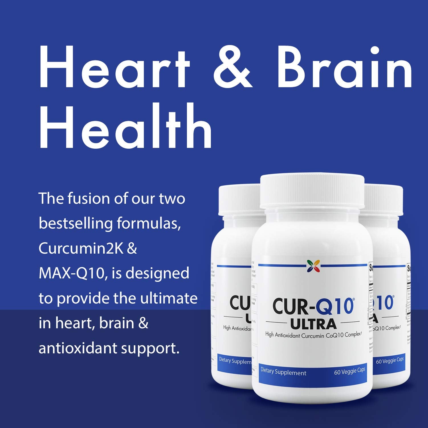Stop Aging Now CUR-Q10 Ultra Complex: etiqueta frontal para uso confiable.