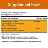 Stop Aging Now Curcumin2K, etiqueta lateral, destaca cúrcuma y pimienta negra