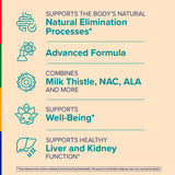 Stop Aging Now, etiqueta con ingredientes clave para apoyar el bienestar hepático y renal.