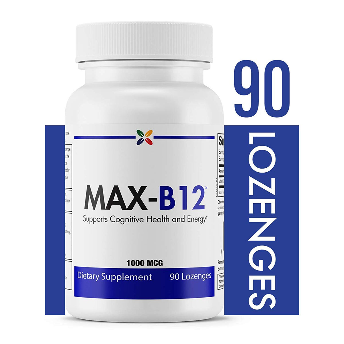 Stop Aging Now MAX-B12 Pastillas, embalaje con información de calidad certificada