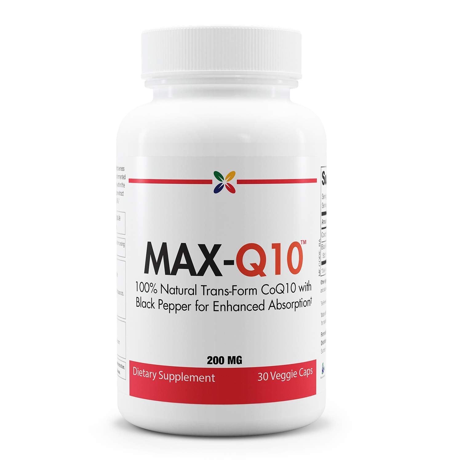 Stop Aging Now MAX-Q10, botella frontal, cápsulas para energía diaria