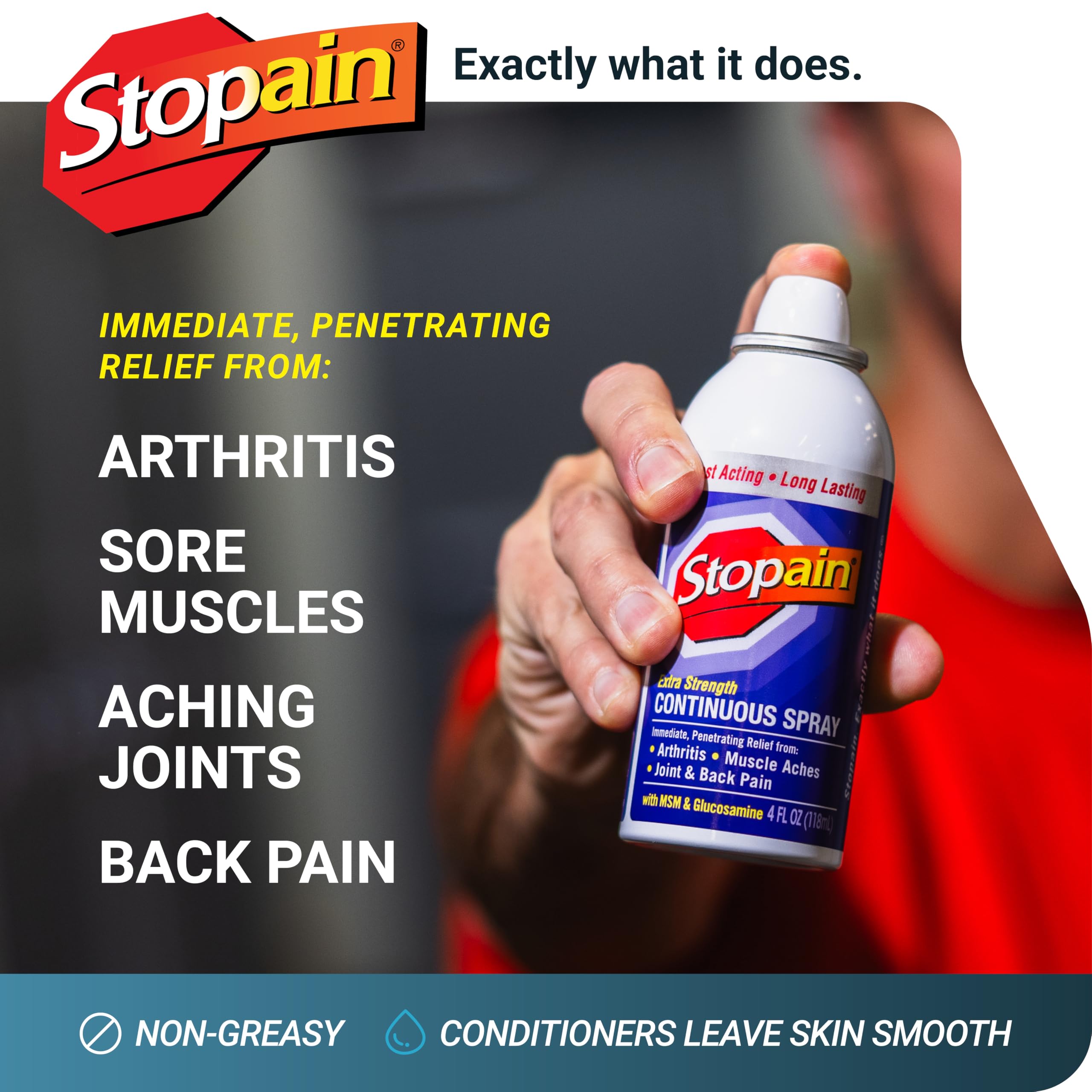 Stopain spray aplicado en cuello para movilidad mejorada