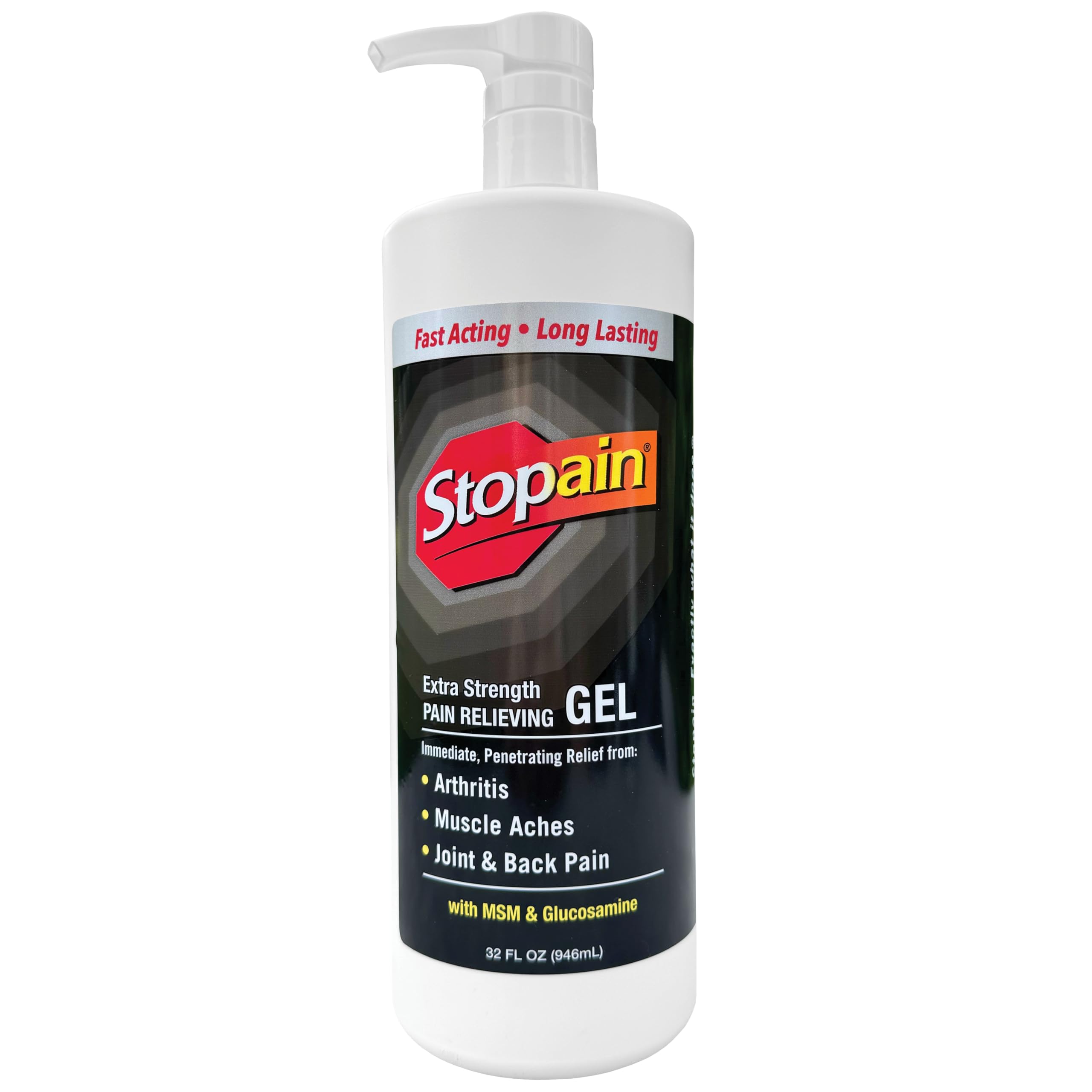 Stopain Gel alivio rápido en botella de 32oz para dolor muscular y articular