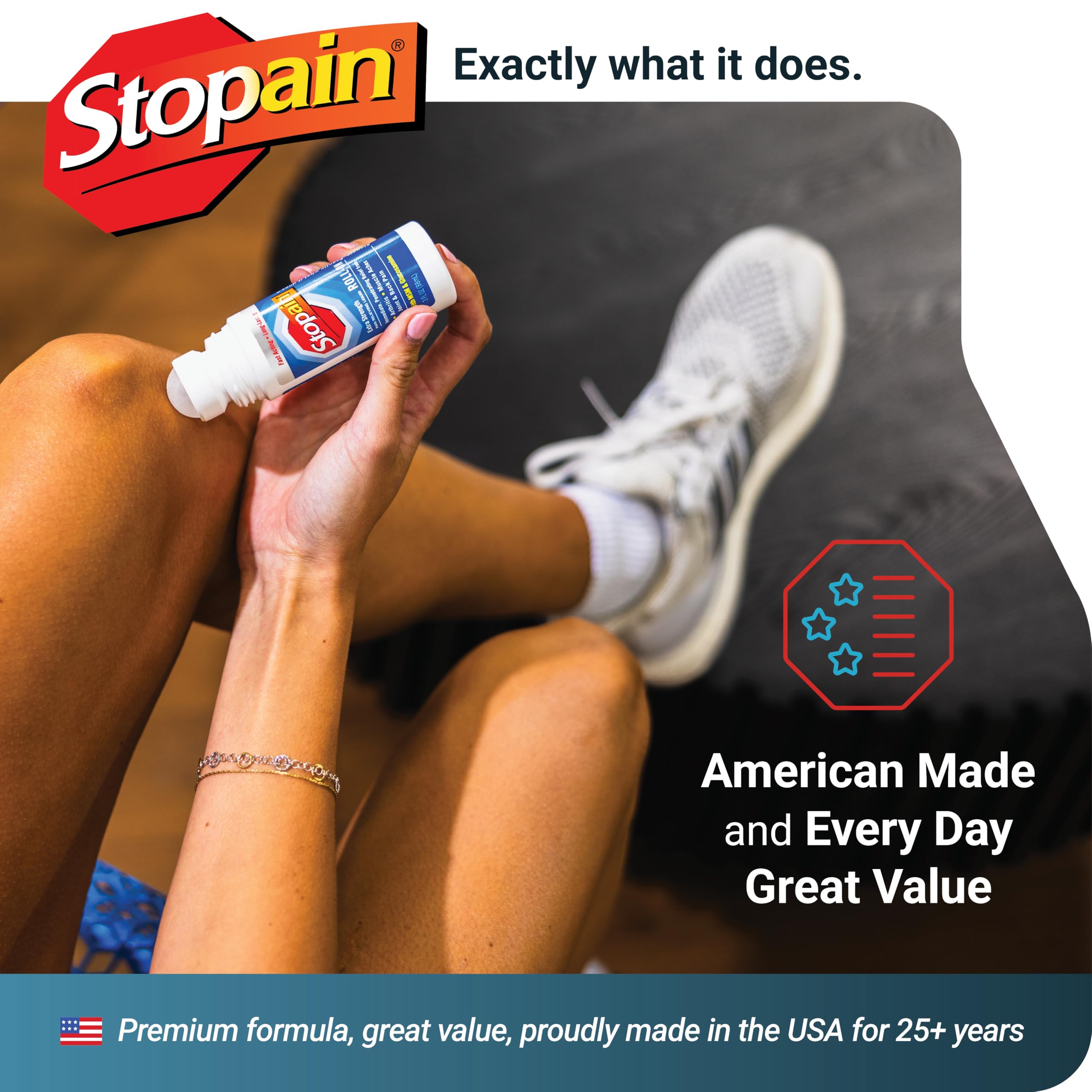 Stopain roll-on gel 3oz MSM glucosamina para movilidad y flexibilidad