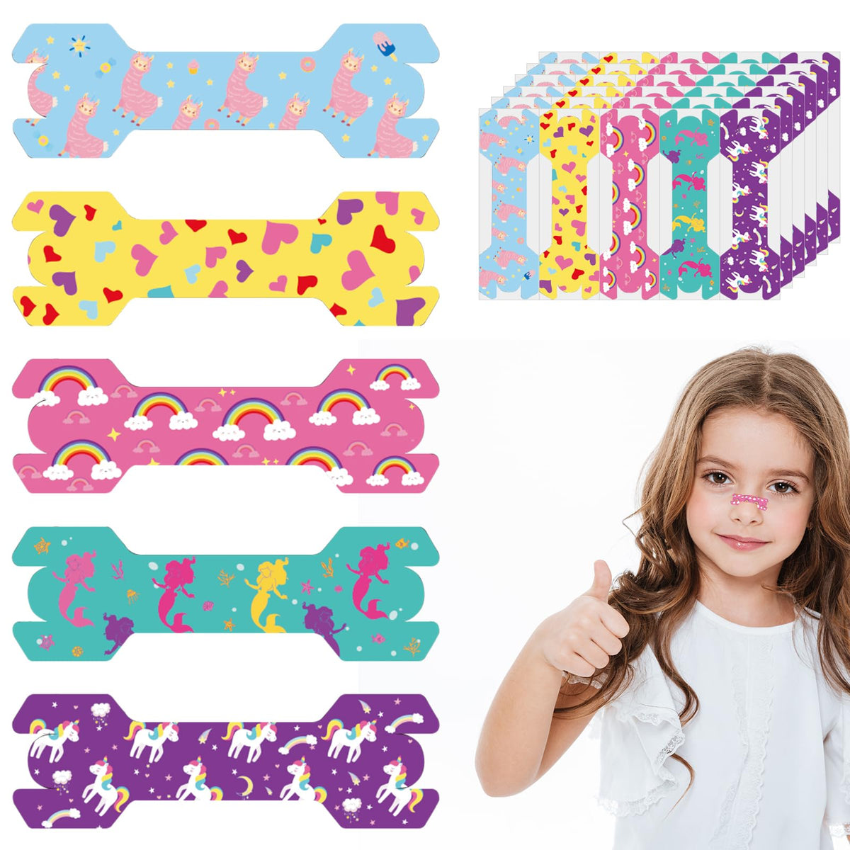 Stranthother tiras nasales para niños con diseño de corazón, descanso nocturno cómodo.