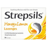 Strepsils miel y limón, pastillas para la garganta con sabor suave para alivio local.