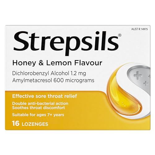 Strepsils miel y limón, primer plano de la textura suave, útiles para molestias leves.