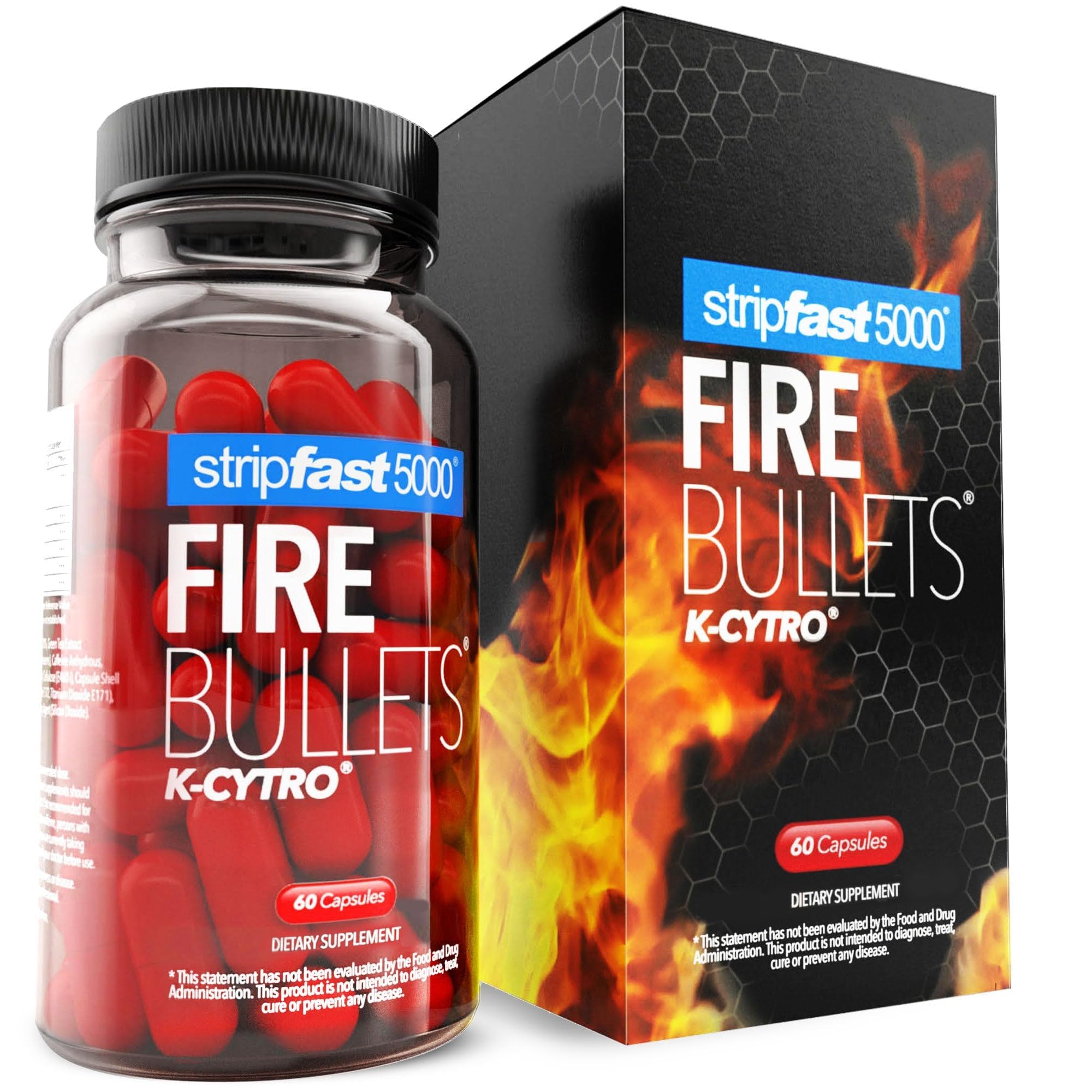 La botella de stripfast5000 Fire Bullets muestra activación al agua para energía sostenida.