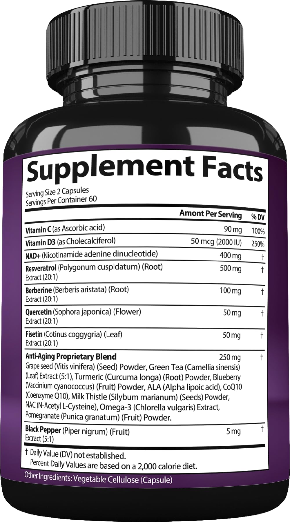 StrongVit NAD Resveratrol, sello de laboratorio independiente en EE. UU. garantiza pureza.